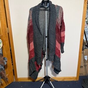 a.n.a Women's Red and Gray Open Front Cardigan